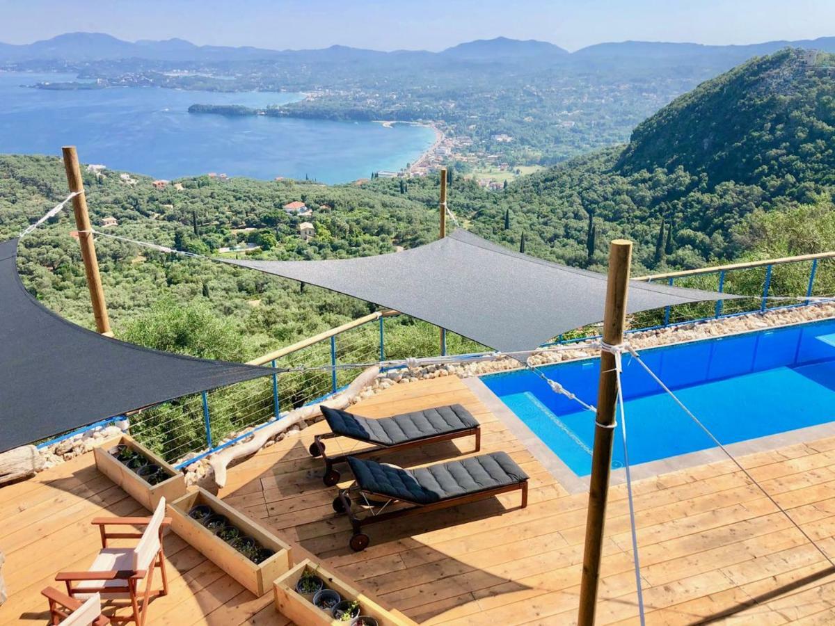 House Teigan Of Villa Intaba Breath Taking Sea Views Corfiot Riviera Corfu Island Greece With Pool Close To Ipsos Beach Pyrgi  Eksteriør billede
