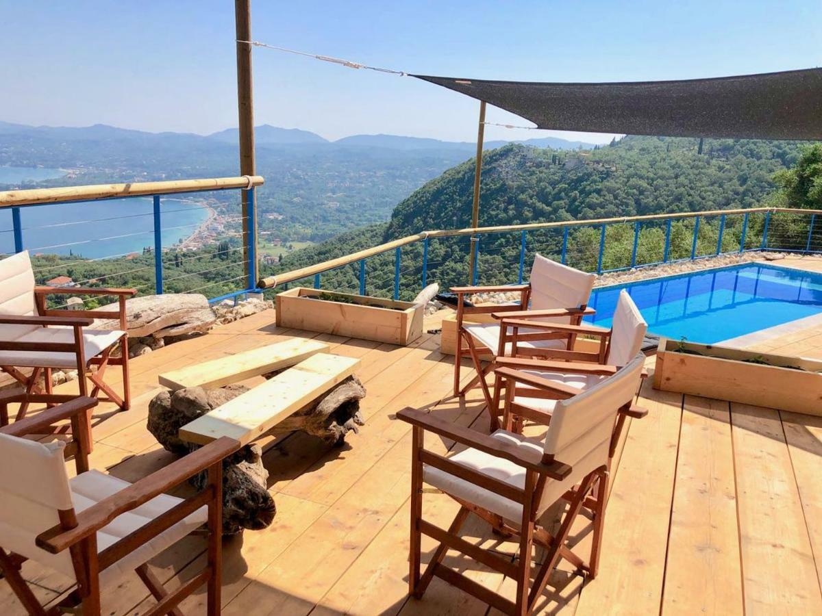 House Teigan Of Villa Intaba Breath Taking Sea Views Corfiot Riviera Corfu Island Greece With Pool Close To Ipsos Beach Pyrgi  Eksteriør billede